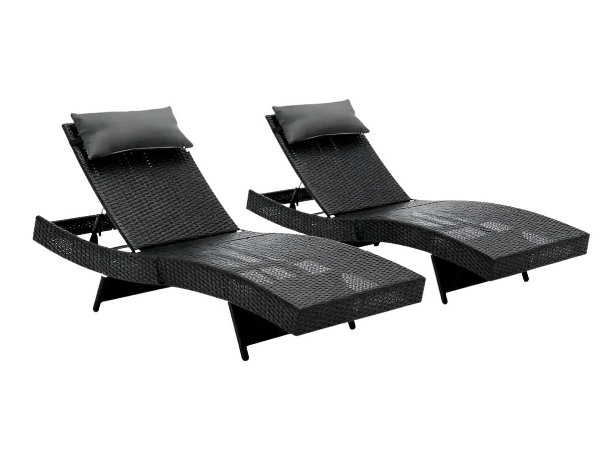 Outdoor Sun Lounger with Aluminium Frame - Set of 2