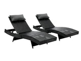Outdoor Sun Lounger with Aluminium Frame - Set of 2