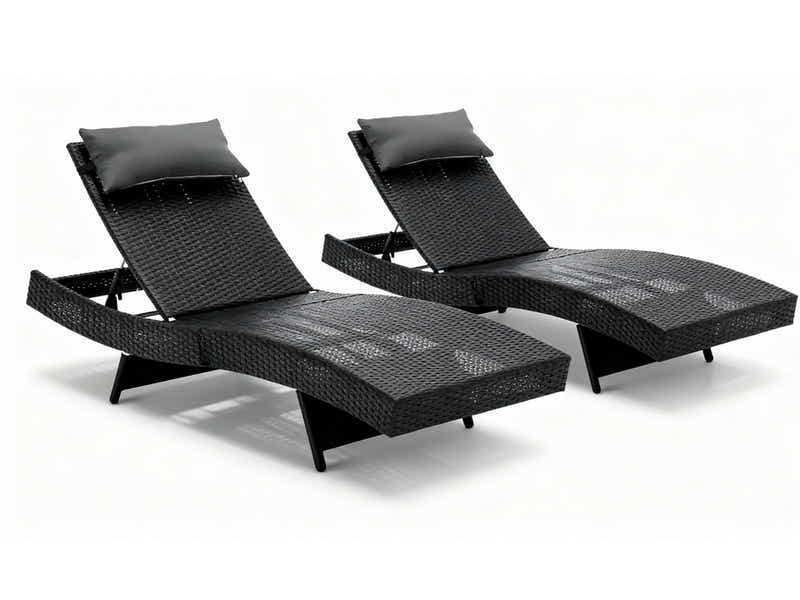 Outdoor Sun Lounger with Aluminium Frame - Set of 2