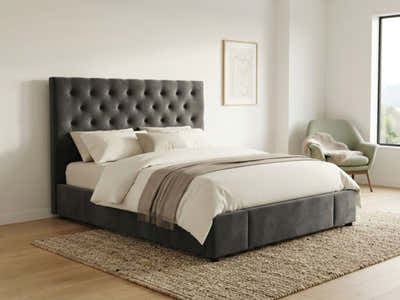 Rakel Fabric Headboard Grey - Queen