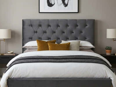 Rakel Velvet Headboard Grey - Queen