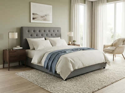 Rakel Velvet Headboard Grey - Queen