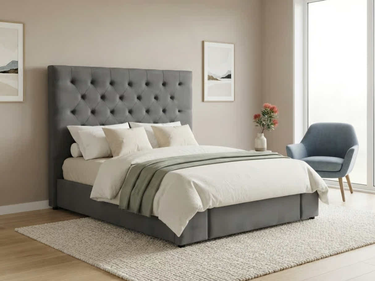 Rakel Velvet Headboard Grey - King