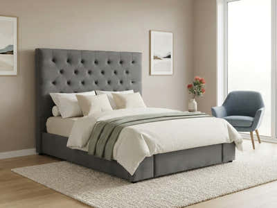 Rakel Velvet Headboard Grey - King