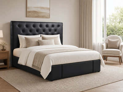 Raisa PU Headboard Black - Double