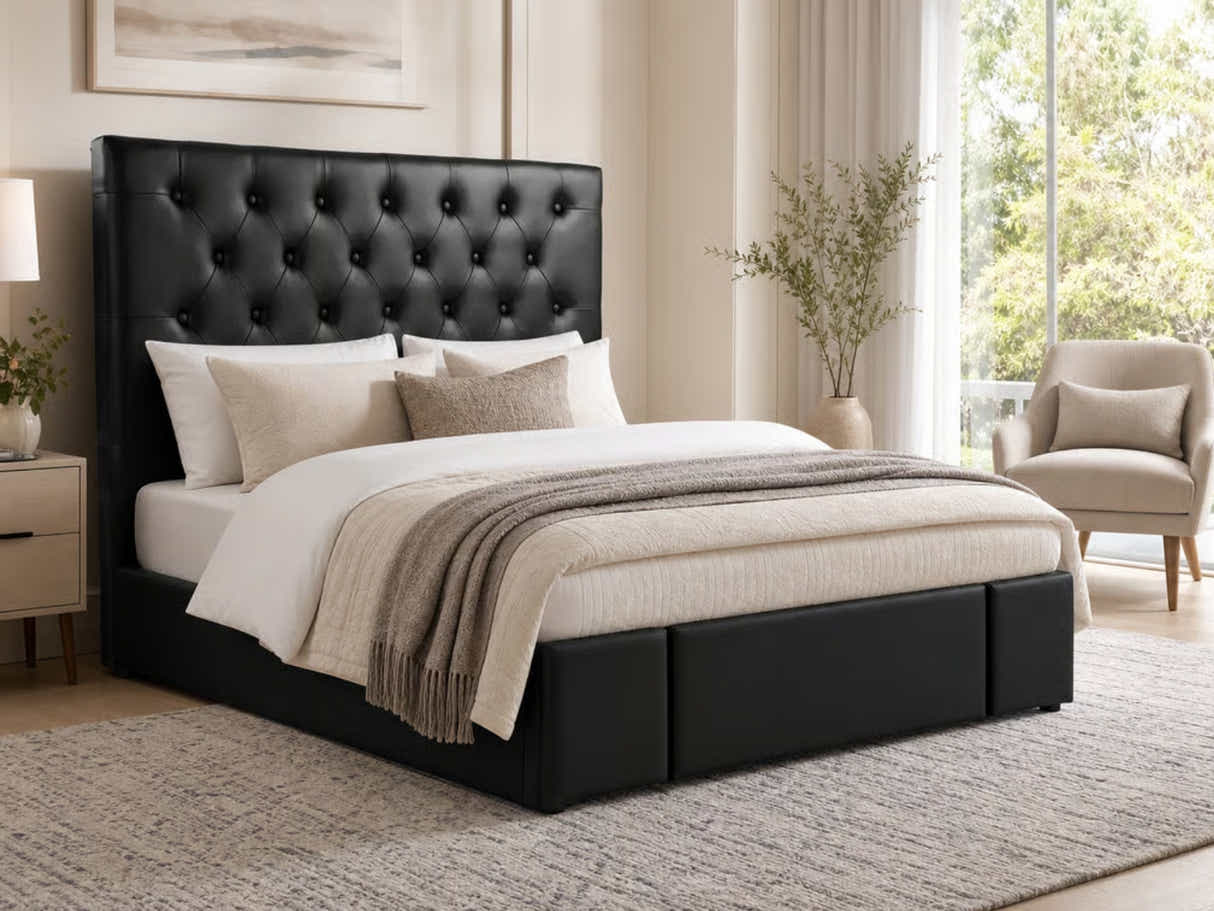 Raisa PU Headboard Black - King