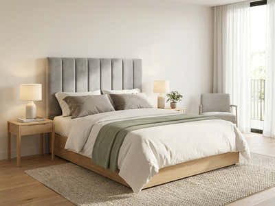 Tada Fabric Headboard Grey - Double