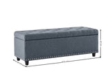 Toby Linen Ottoman Bench with Storage - Grey