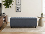 Toby Linen Ottoman Bench with Storage - Grey