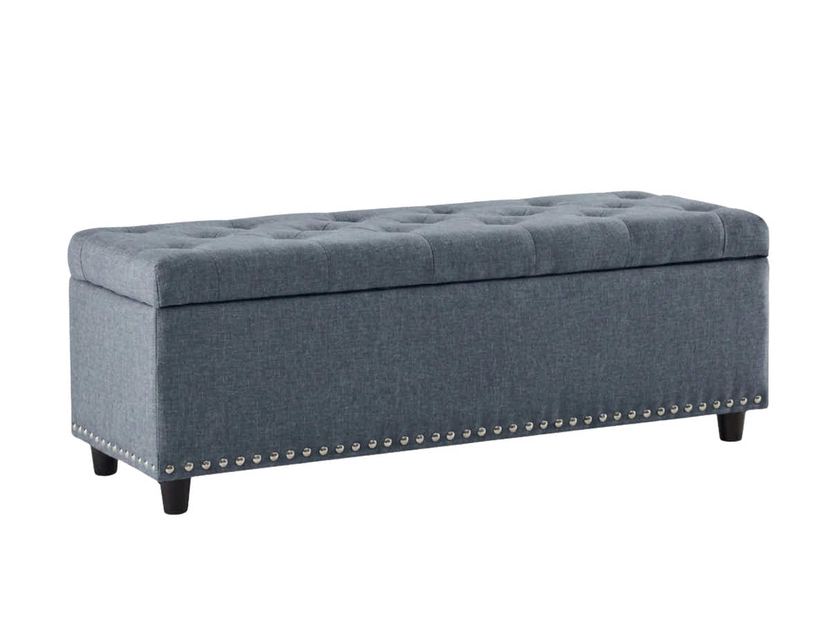 Toby Linen Ottoman Bench with Storage - Grey
