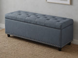 Toby Linen Ottoman Bench with Storage - Grey