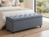 Toby Linen Ottoman Bench with Storage - Grey