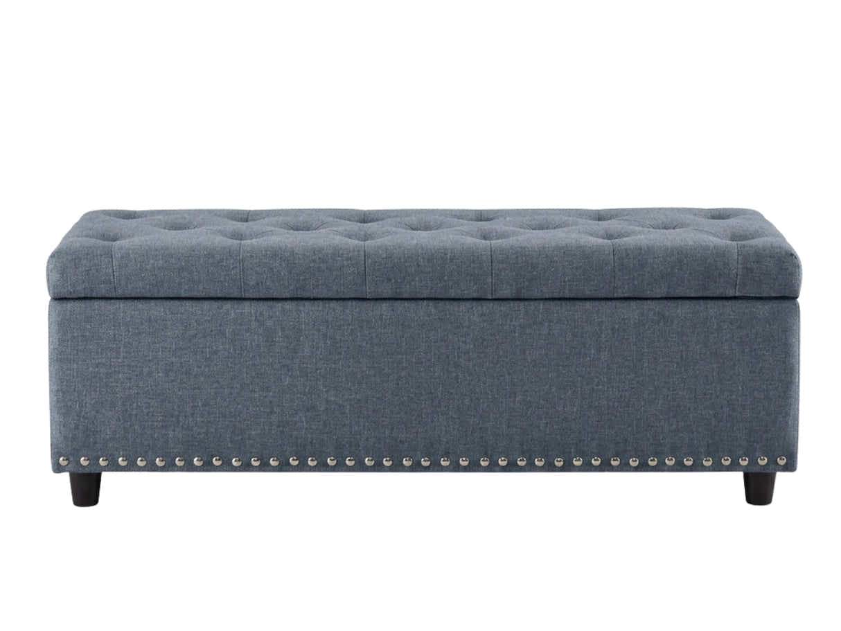 Toby Linen Ottoman Bench with Storage - Grey