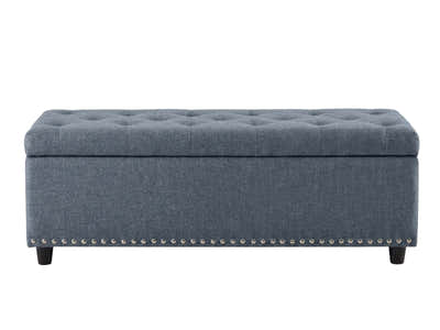 Toby Linen Ottoman Bench with Storage - Grey
