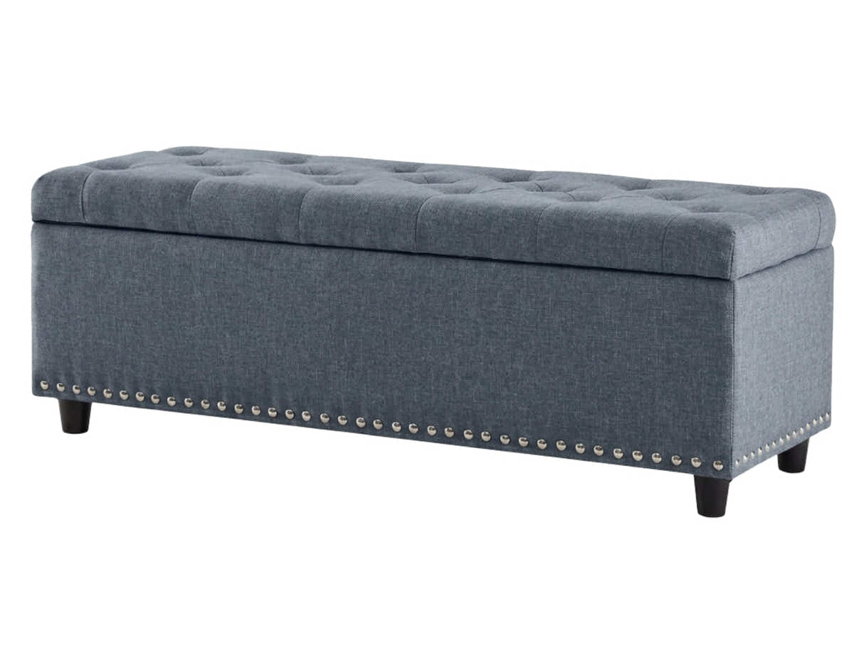 Toby Linen Ottoman Bench with Storage - Grey