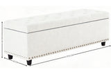 Toby Linen Ottoman Bench with Storage - Beige