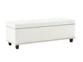 Toby Linen Ottoman Bench with Storage - Beige