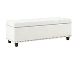 Toby Linen Ottoman Bench with Storage - Beige