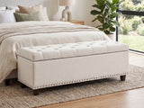 Toby Linen Ottoman Bench with Storage - Beige
