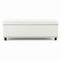 Toby Linen Ottoman Bench with Storage - Beige