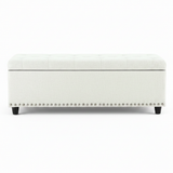 Toby Linen Ottoman Bench with Storage - Beige