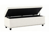 Toby Linen Ottoman Bench with Storage - Beige