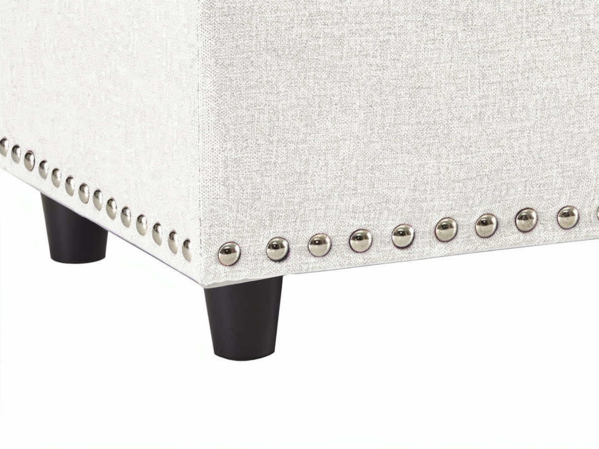 Toby Linen Ottoman Bench with Storage - Beige