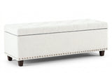 Toby Linen Ottoman Bench with Storage - Beige