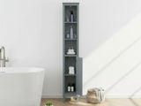 Tower Cabinet with Rattan Door - Grey