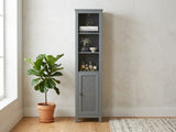 Tower Cabinet with Rattan Door - Grey