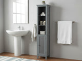 Tower Cabinet with Rattan Door - Grey