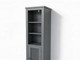 Tower Cabinet with Rattan Door - Grey