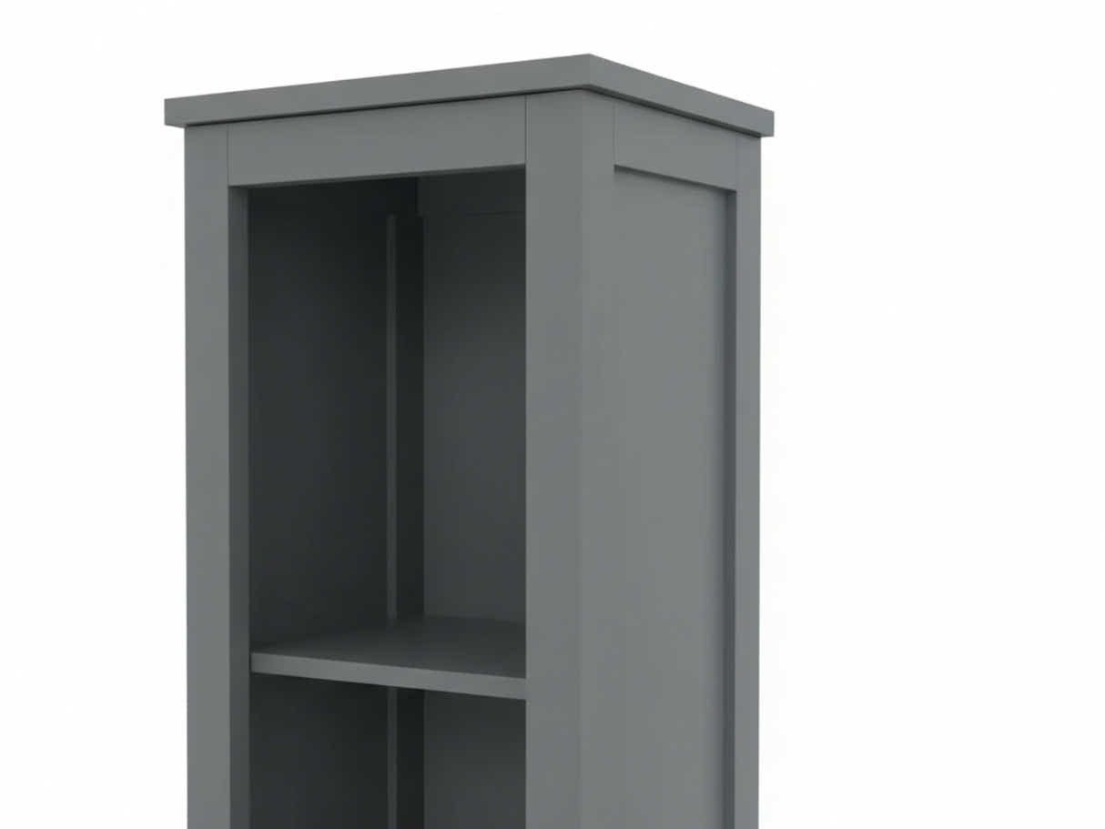 Tower Cabinet with Rattan Door - Grey
