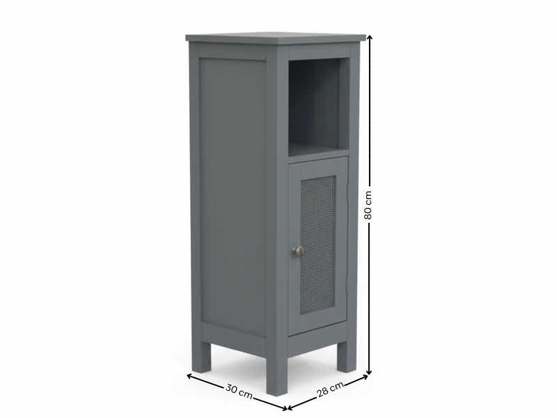 1-Door Rattan Storage Cabinet - Grey