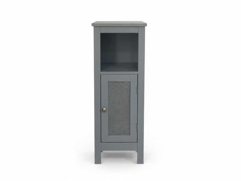 1-Door Rattan Storage Cabinet - Grey