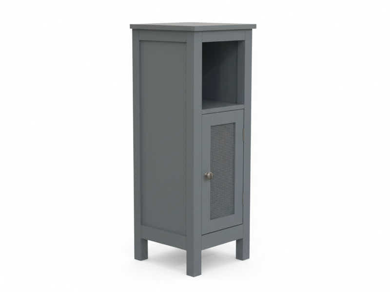 1-Door Rattan Storage Cabinet - Grey