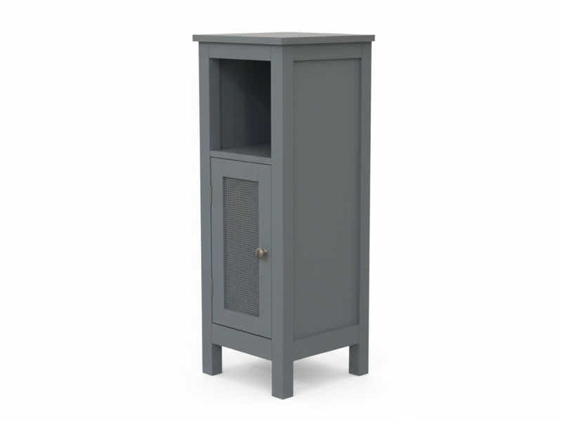 1-Door Rattan Storage Cabinet - Grey