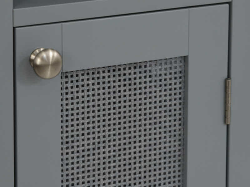 1-Door Rattan Storage Cabinet - Grey