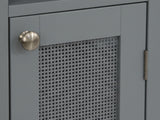 1-Door Rattan Storage Cabinet - Grey