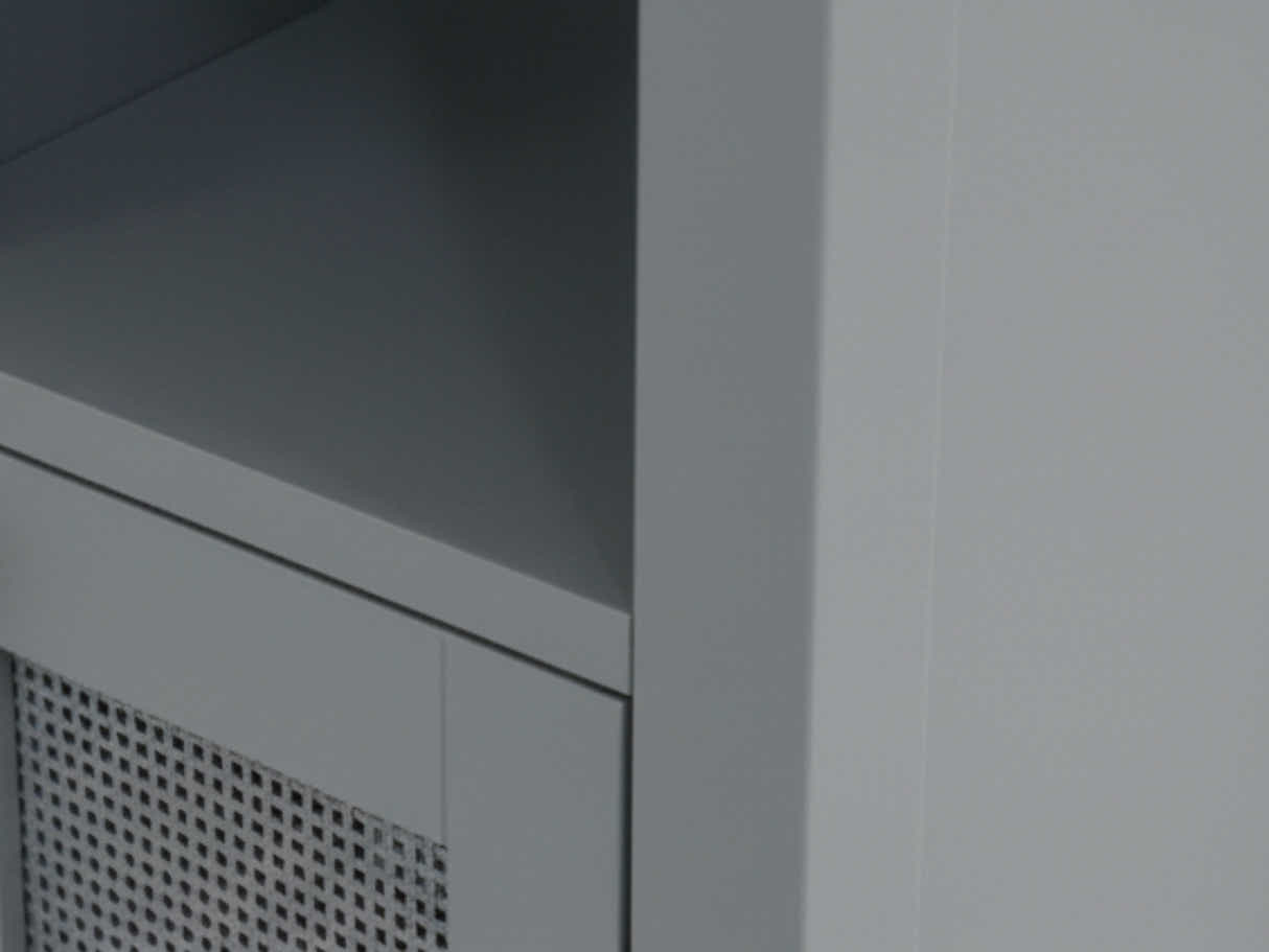 1-Door Rattan Storage Cabinet - Grey