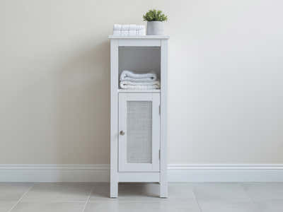 1-Door Rattan Storage Cabinet - White