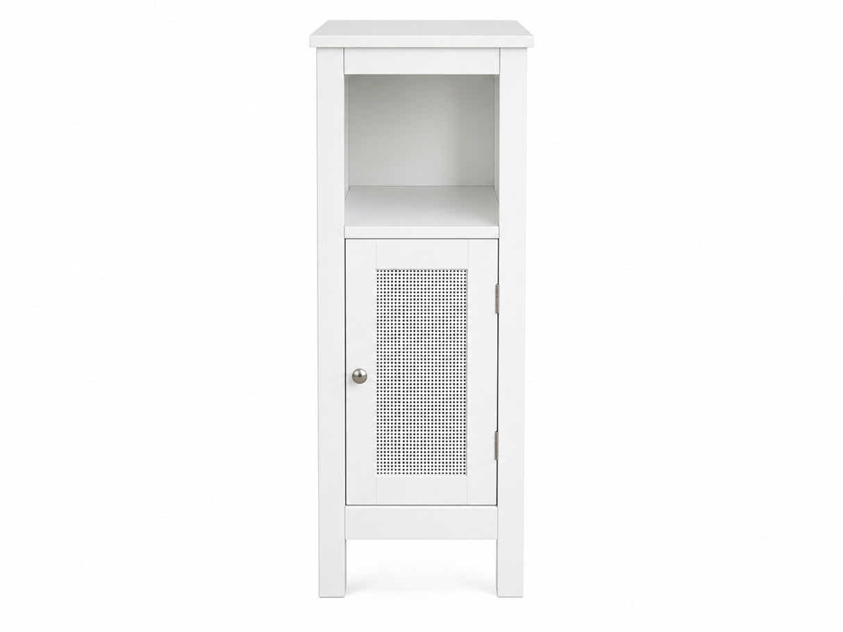 1-Door Rattan Storage Cabinet - White