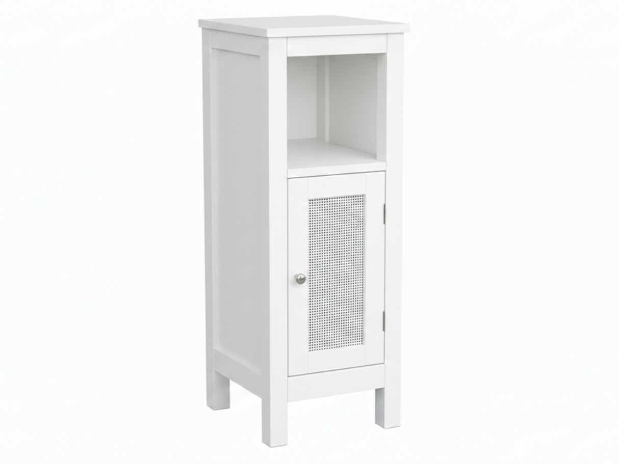 1-Door Rattan Storage Cabinet - White