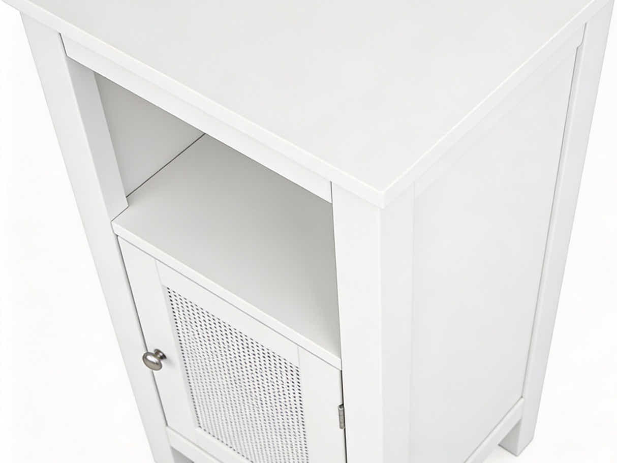 1-Door Rattan Storage Cabinet - White