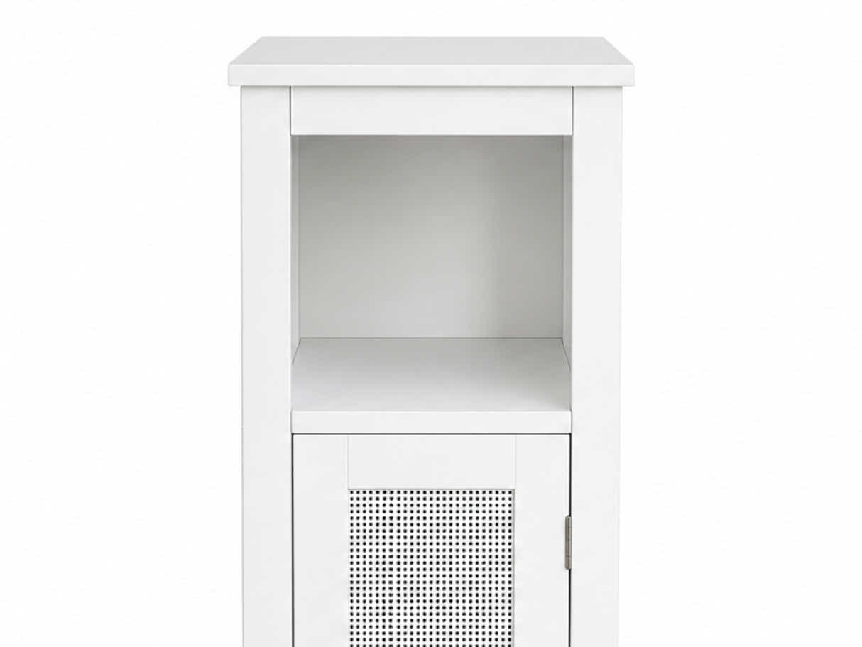 1-Door Rattan Storage Cabinet - White
