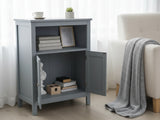 2-Door Rattan Storage Cabinet - Grey