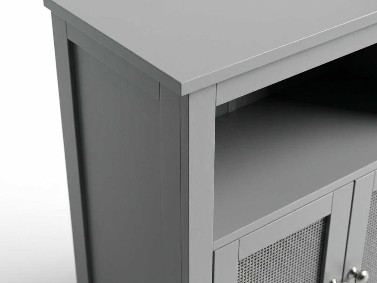 2-Door Rattan Storage Cabinet - Grey