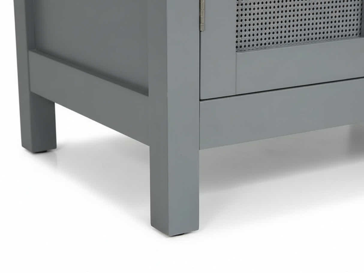 2-Door Rattan Storage Cabinet - Grey