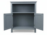 2-Door Rattan Storage Cabinet - Grey