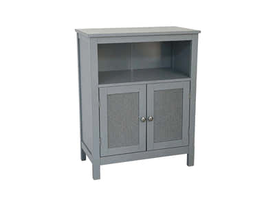2-Door Rattan Storage Cabinet - Grey